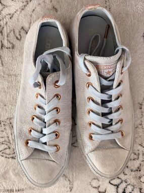Converse Low-Top Sneakers in Light Gray with Rose Gold Eyelets